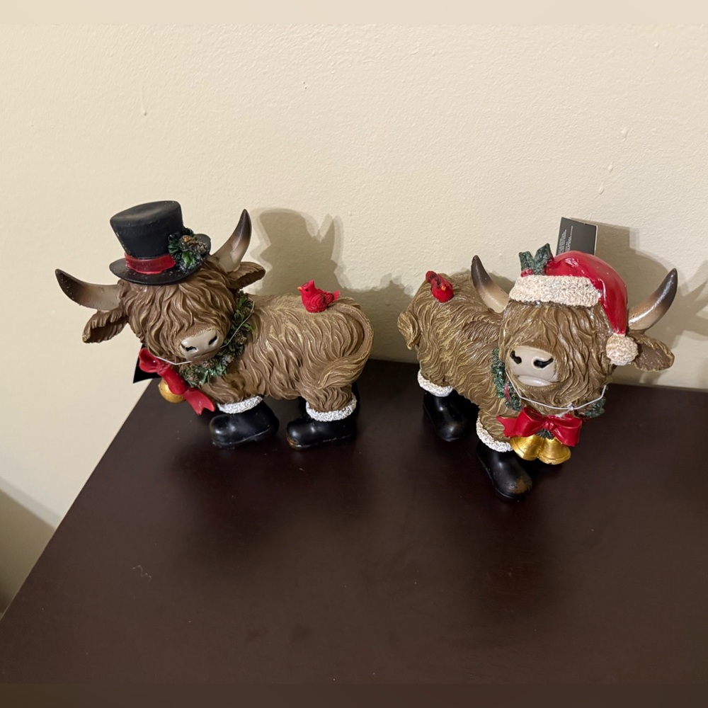 Hobby Lobby Christmas 2025  Highland Cow Holiday Figurines -